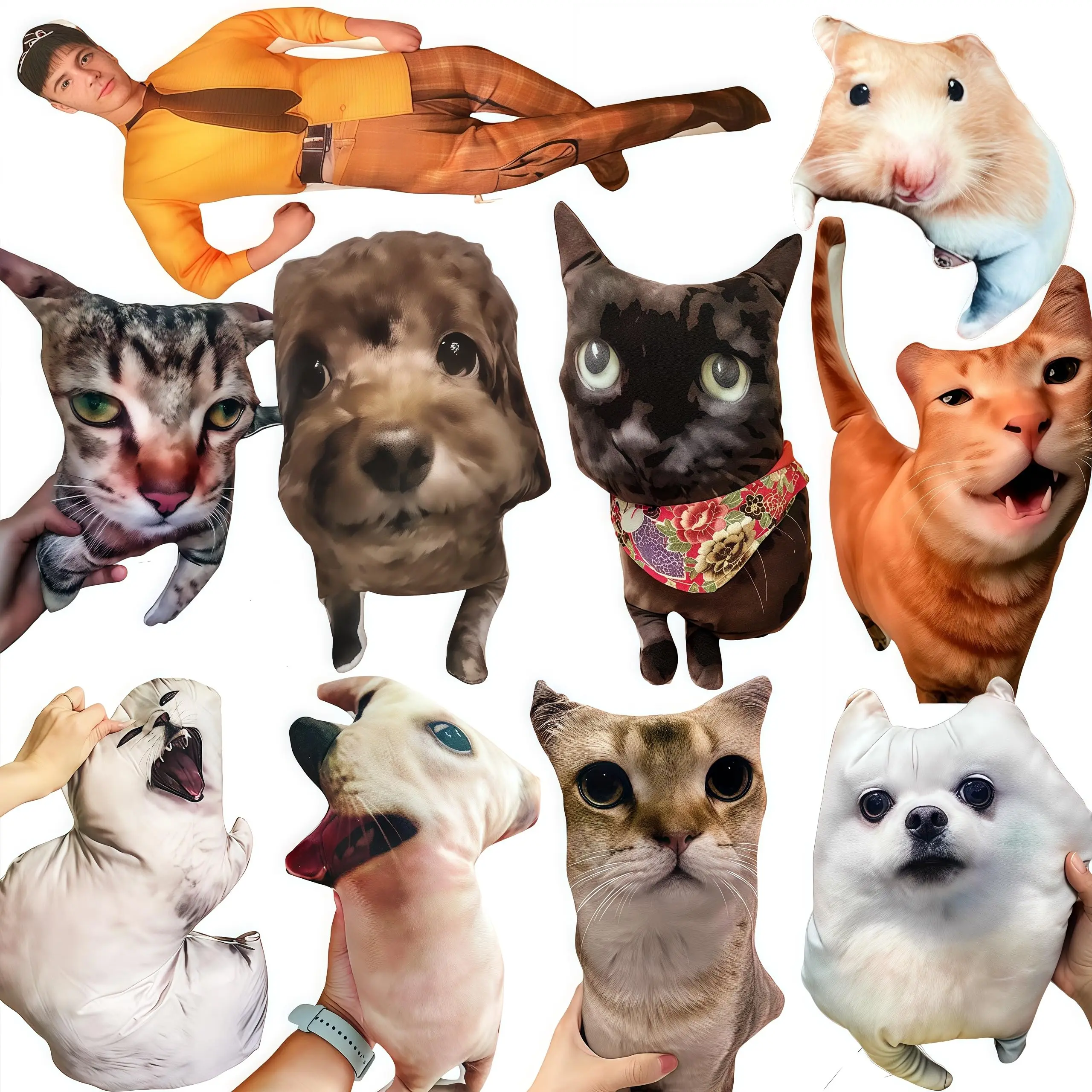 Customized Ugly Pet Pillow - DIY Abstract Personalized Funny Cute Cat Dog Pillow - No White Edges, Stuffed Animals of Your Pet