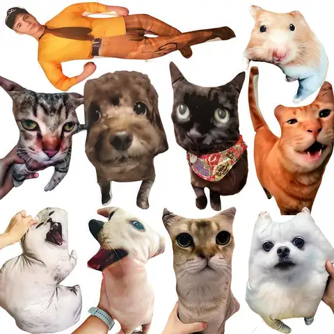 Customized Ugly Pet Pillow - DIY Abstract Personalized Funny Cute Cat Dog Pillow - No White Edges, Stuffed Animals of Your Pet