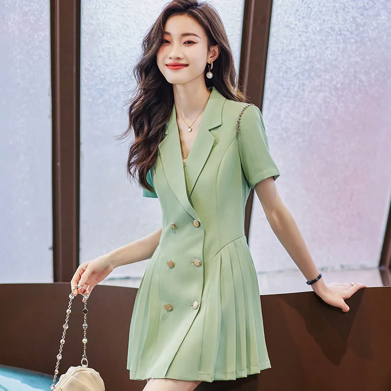 Women's Monochromatic Suit Dress, Leisure OL Temperament, Spring, Summer, New Fashion Show, High Fit Work Dress, High End Design