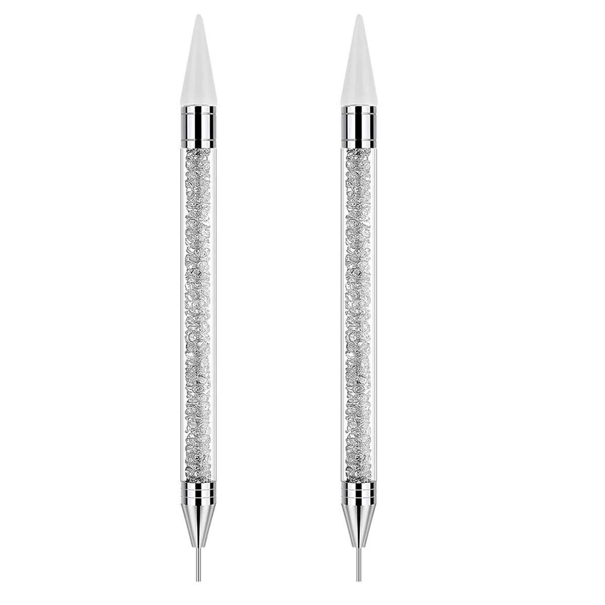 Doppelseitiges Nagelrhinestone-Pick-Tool-Set, Wachspunktierstifte, gebogene Pinzette, Rhinestone-Aufbewahrungsschale, DIY-Nagelkunst-Edelstein-Aufnahmewerkzeug
