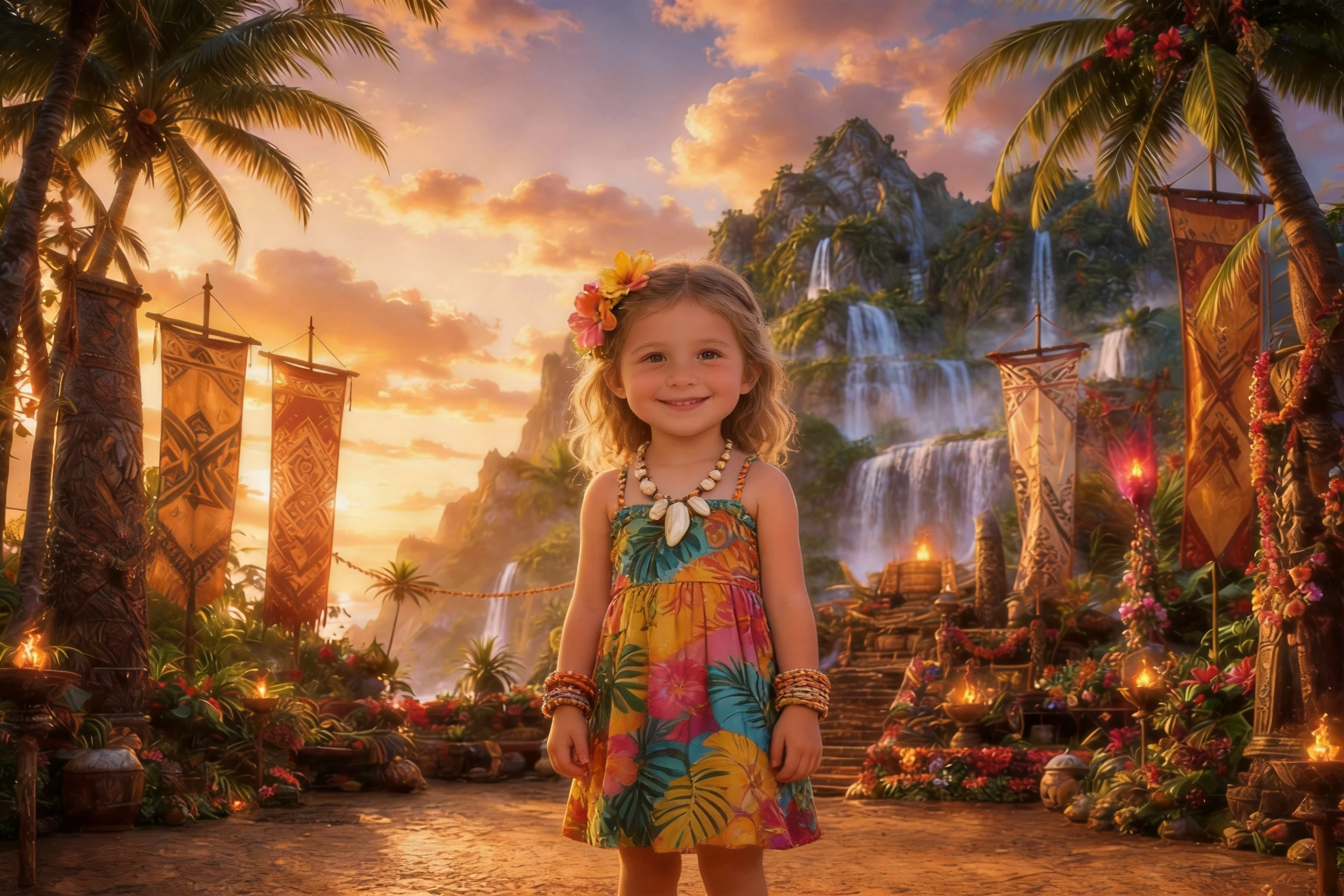 Tropical Polynesian Ocean Adventure Volcano Lava Treasure Island Kids Photography Backdrop Hawaiian Luau Party Decor