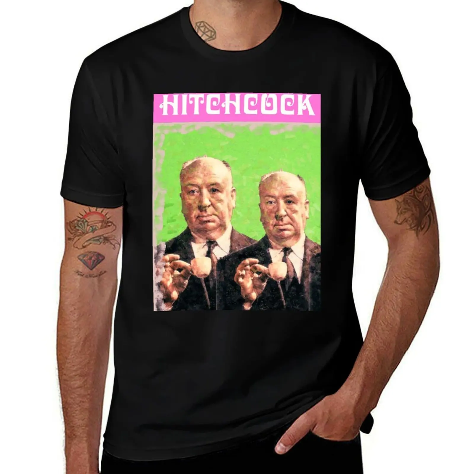 

Alfred Hitchcock Portrait with Teacup Officially Licensed Fan Art T-Shirt plus sizes t shirts for men