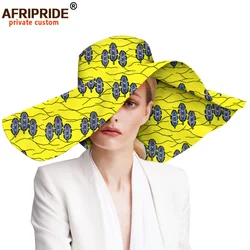 Gorros con estampado Floral africano para mujer, sombrero de ala ancha de tela Ankara, cera Batik Bazin Riche AFRIPRIDE A1928009