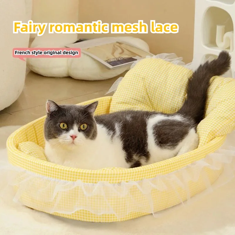 Cute Princess Cat Dog Bed With Pillow Princess Nest Detachable Pet Sofa Dog Beds Supplies for Small Medium Cat Dog