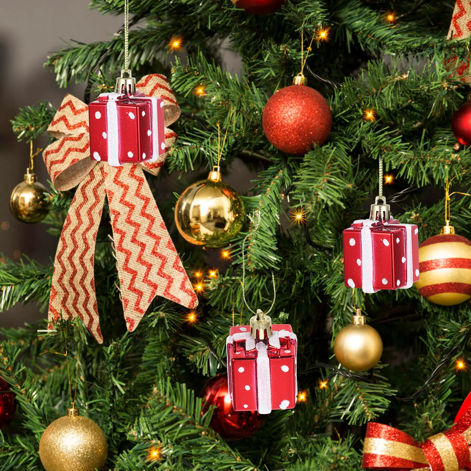 

6Pcs Christmas Tree Ornaments Mini Box Hanging Decorations Easy to Hang Xmas Tree Decor Small Box Gifts Mini Boxes Ornaments