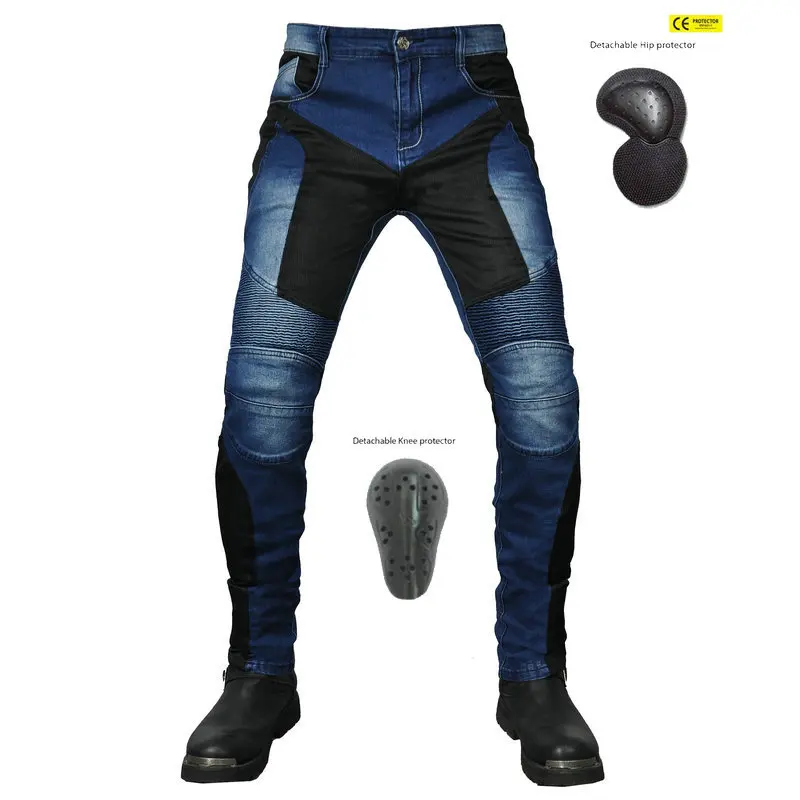 

Motorcycle Jeans With Armor Upgrade Mesh Breathable Riding Denim Men's Biker Pants Outdoor Anti-fall Motorcycle Pants Armored