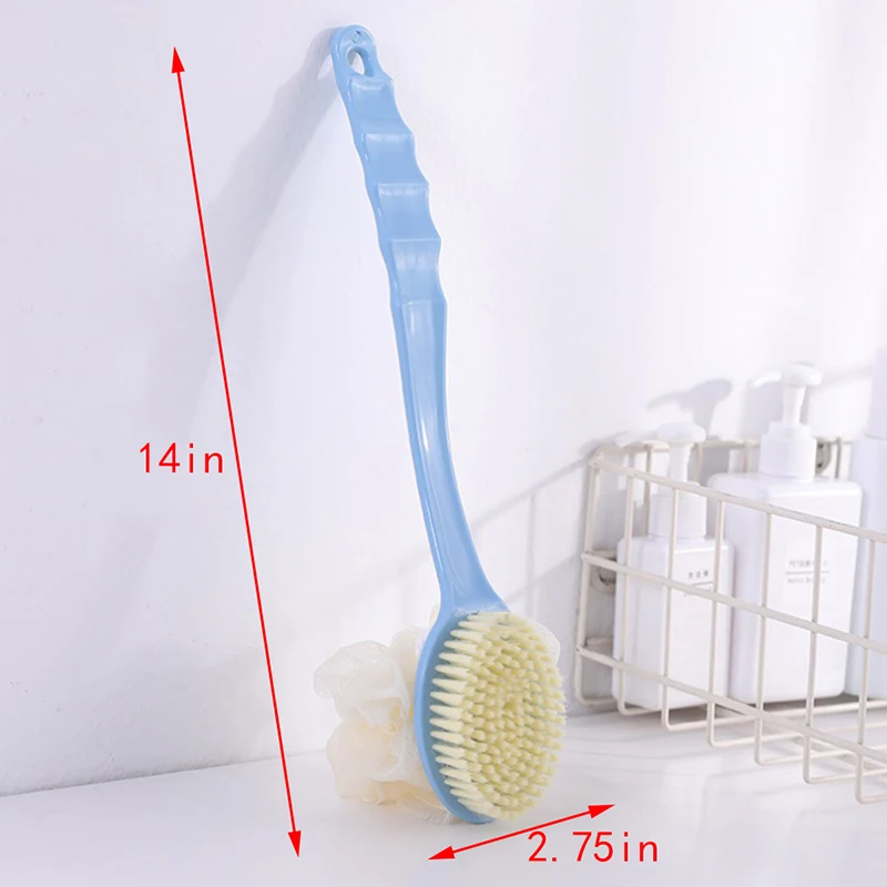 Two-Sided Body Mud Scrubber Exfoliating Sponge Long Handle Soft Hair Bath Brush Shower Back Washcloth Rub Bathroom Accessories