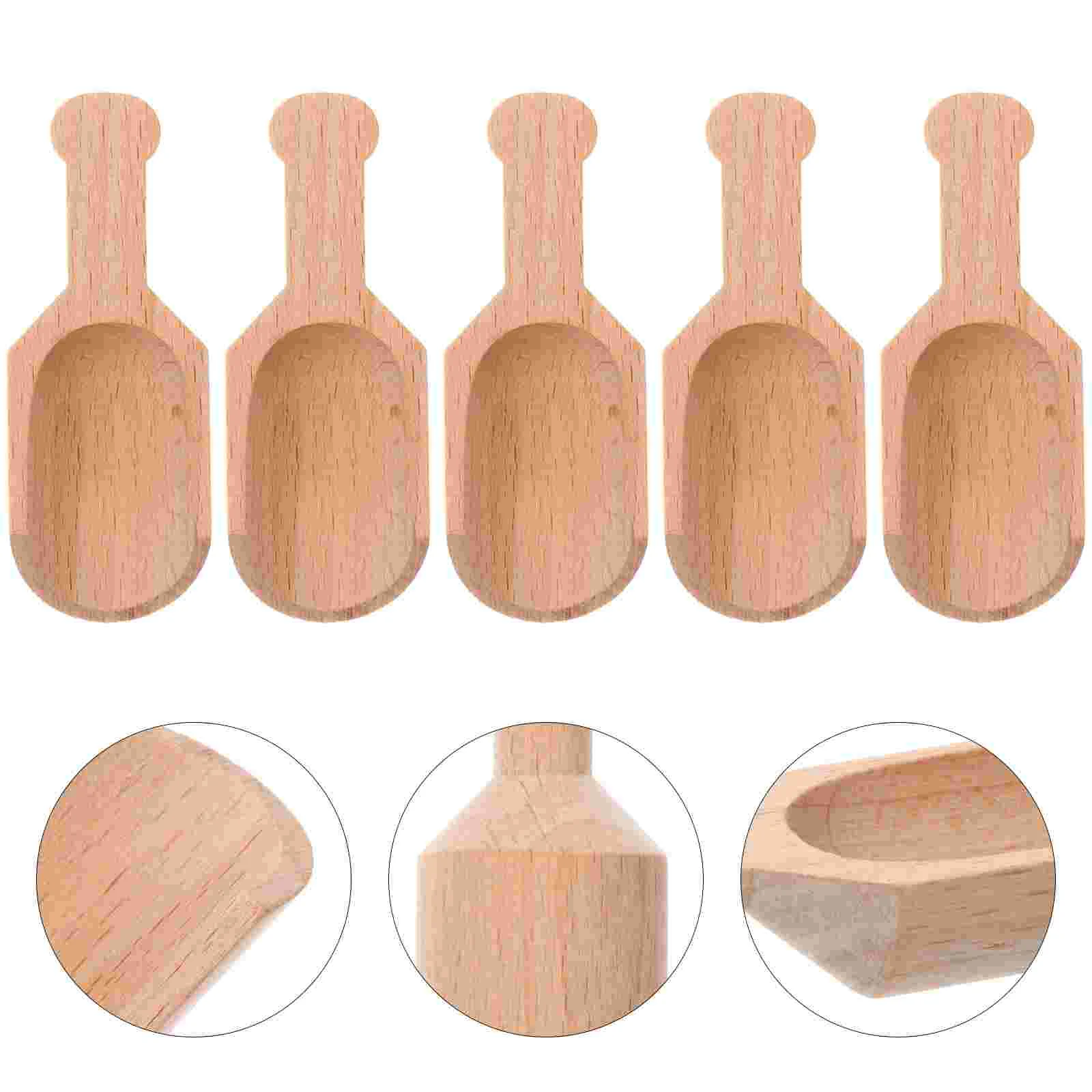 5 Pcs Coffee Ice Cream Accessories Wooden Tea Milk Scoops Mini Candy