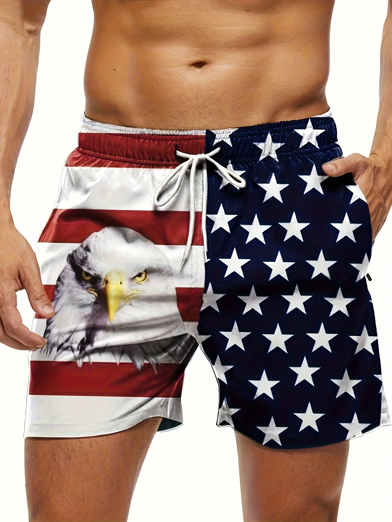 

2026 Model Men's Casual Shorts, 3D Print, American Commemoration, Quick-drying and Breathable, Suitable for All Seasons.