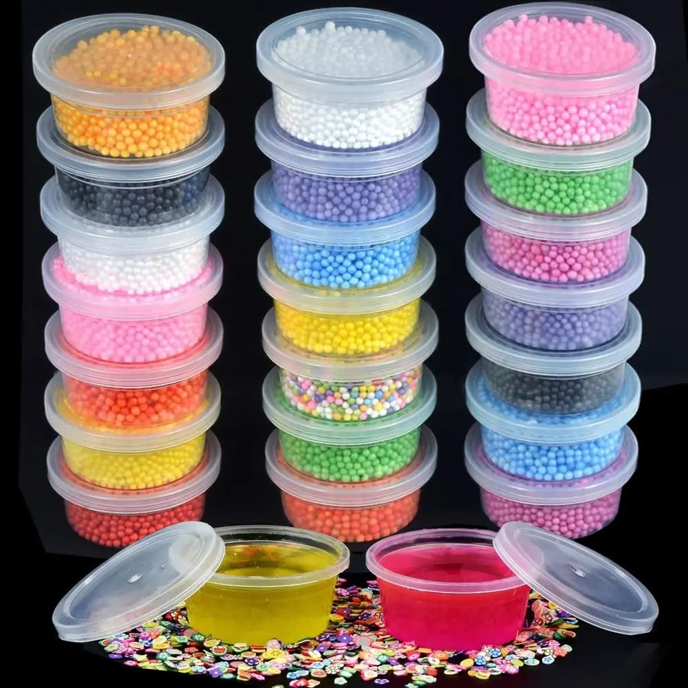 100Pcs Slime Storage Containers 4Oz Big Size Clear Plastic Foam Ball Storage Jars Reusable Leakproof Plastic Pots Tubs With Lids