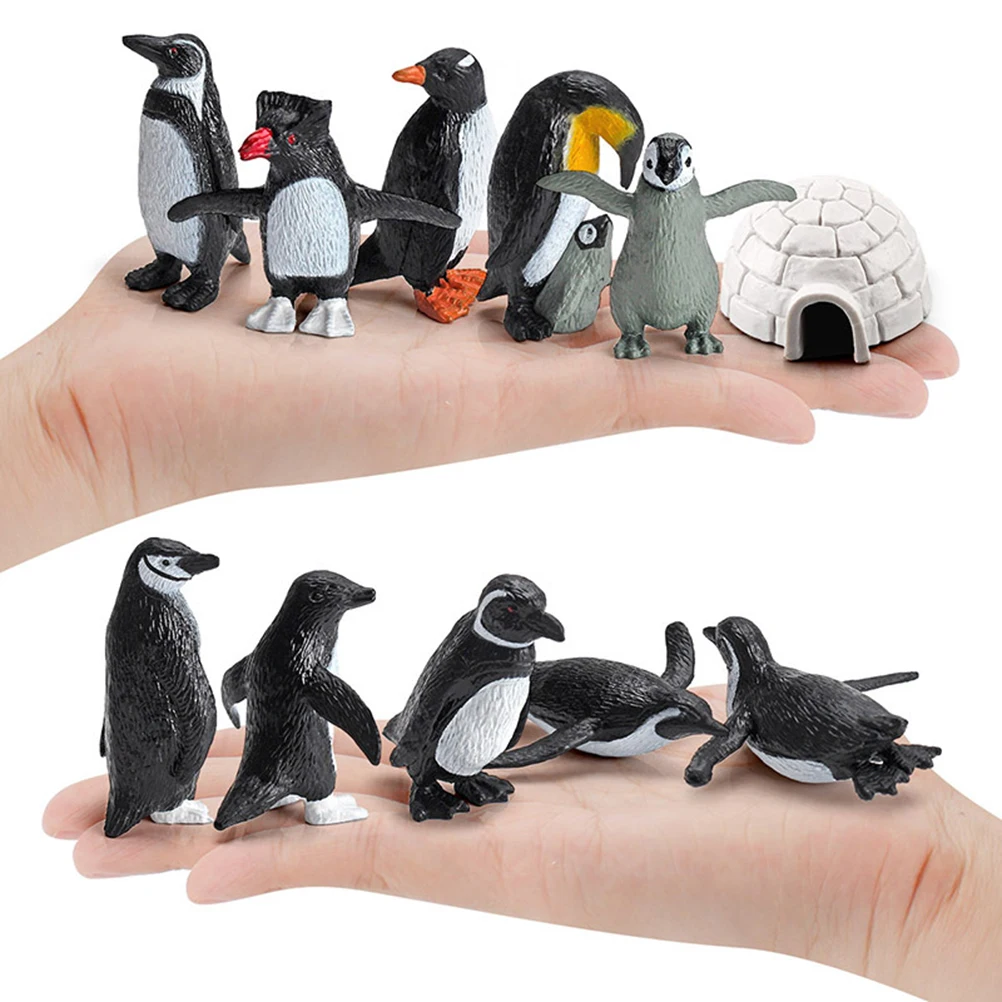 Zk30 11 pçs estatuetas de pinguim pvc bonito simulação oceano animal pinguim figura modelo brinquedos crianças ornamentos animais cognitivos
