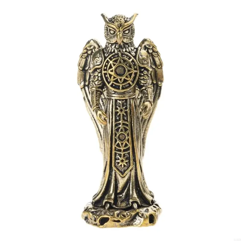 62KD Antique Brasses Owl Figurine Mystical Wizard Decors For Home Office Desk Shelf