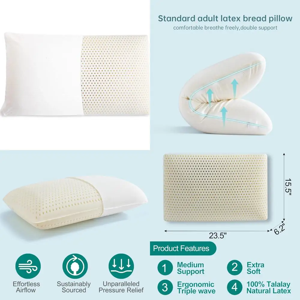 

Подушка из натурального латекса Talalay размера Queen Size — мягкая подушка для постельного белья с хлопковым покрытием для сна по бокам и спине
