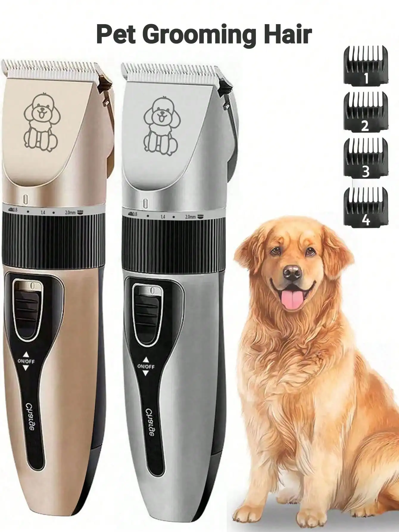 1 unidade de aparador de pelos recarregável para animais de estimação, kit de higiene elétrico silencioso, adequado para cães, gatos e outros animais de estimação