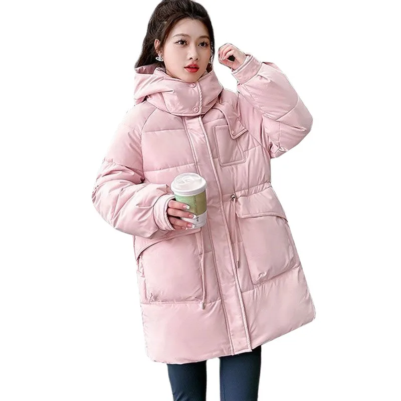 2023New Winter Women's Hooded Warm Down Cotton Coats Loose Women Jacket Long Solid Parkas Korean Loose Female Outerwear Overcoat