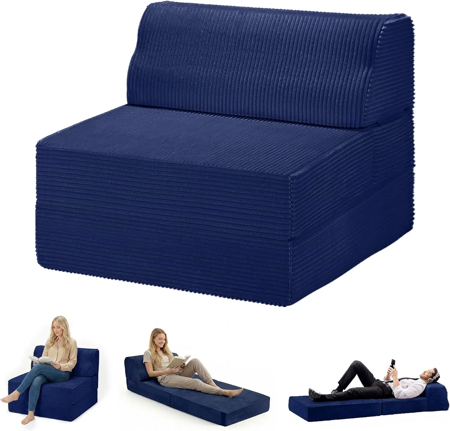 

Folding Sofa Bed with Pillow, Memory Foam Fold Out Chair Bed, Convertible Sleeper Chair with Washable Cover, Futon Floor