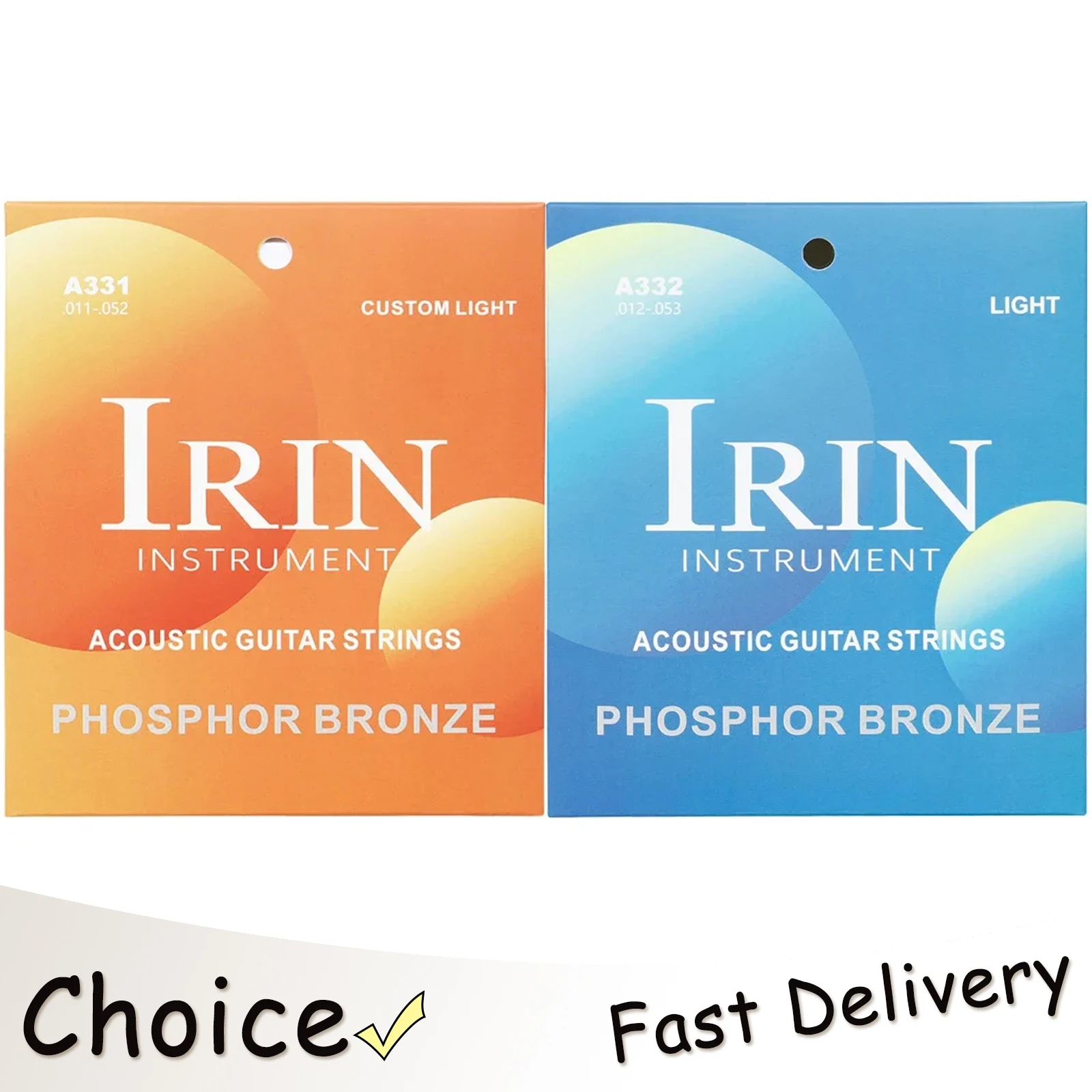 IRIN 3/5/10 Set Acoustic Guitar Strings A331 A332 Hexagonal Alloy PVD Coated High Carbon Steel Core 6-String Folk Guitar Strings
