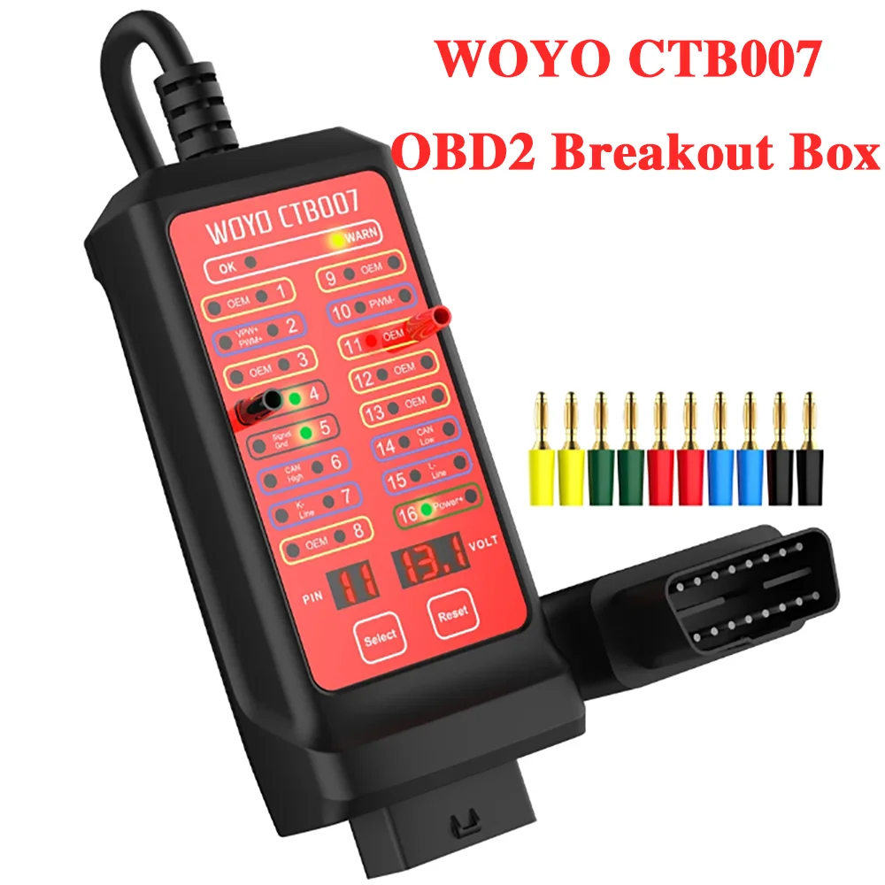 

WOYO CTB007 OBD2 Breakout Box CAN Tester Detection CAN Bus Circuit Tester Vehicle Diagnosis On-Board Diagnostics Tester 12V 24V