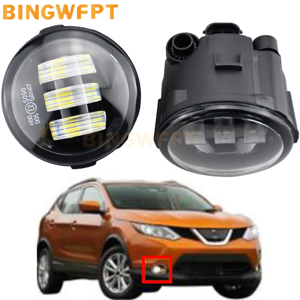 2PCS DRL Fog Lights LED 12V Fog Lamp Assembly For Nissan Rogue 10-14 For NISSAN ALMERA G15 2013-2018 For Nissan Lafesta 2004