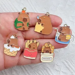 10pcs Cartoon Charm for Jewelry Making Enamel Pendant Diy Accessories Zinc Alloy Gold Plated