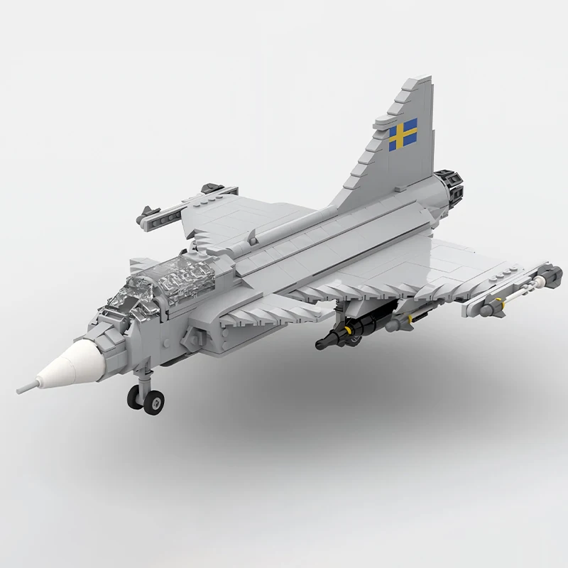 Mulit-role Combat Aircraft Jas 39 Gripen Military Light Fighter MOC Building Blocks Model High-tech Bricks Toys Kid's Xmas Gifts