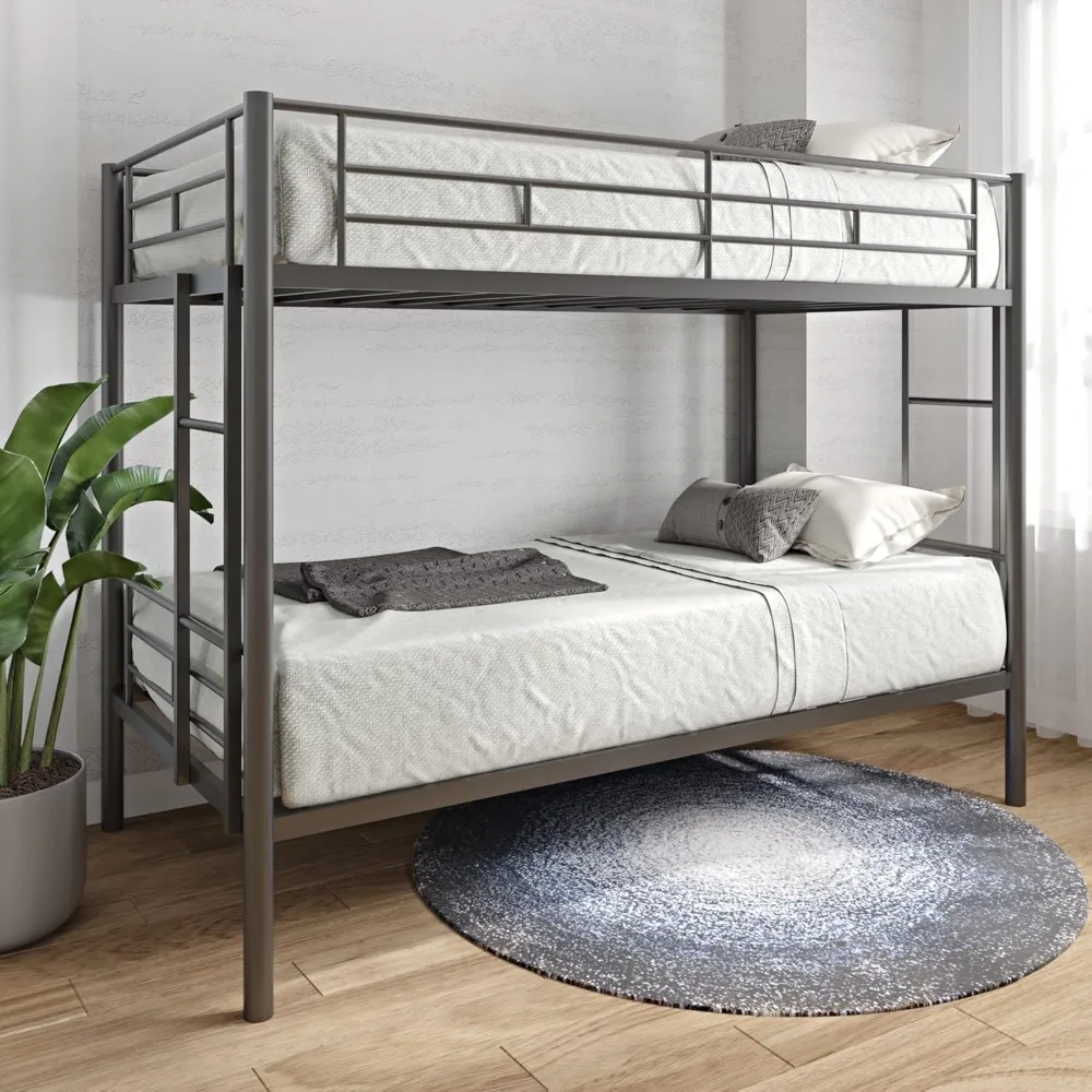 Metal Bunk Bed Twin Over Twin Sturdy Heavy Duty Bunk Beds with 2 Side Ladders,Space Saving,No Box Spring Needed