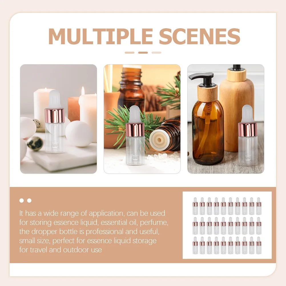 

50 шт. стеклянных флаконов-капельниц для эфирных масел, герметичные прозрачные стеклянные флаконы для хранения жидкостей, для путешествий, с пипеткой
