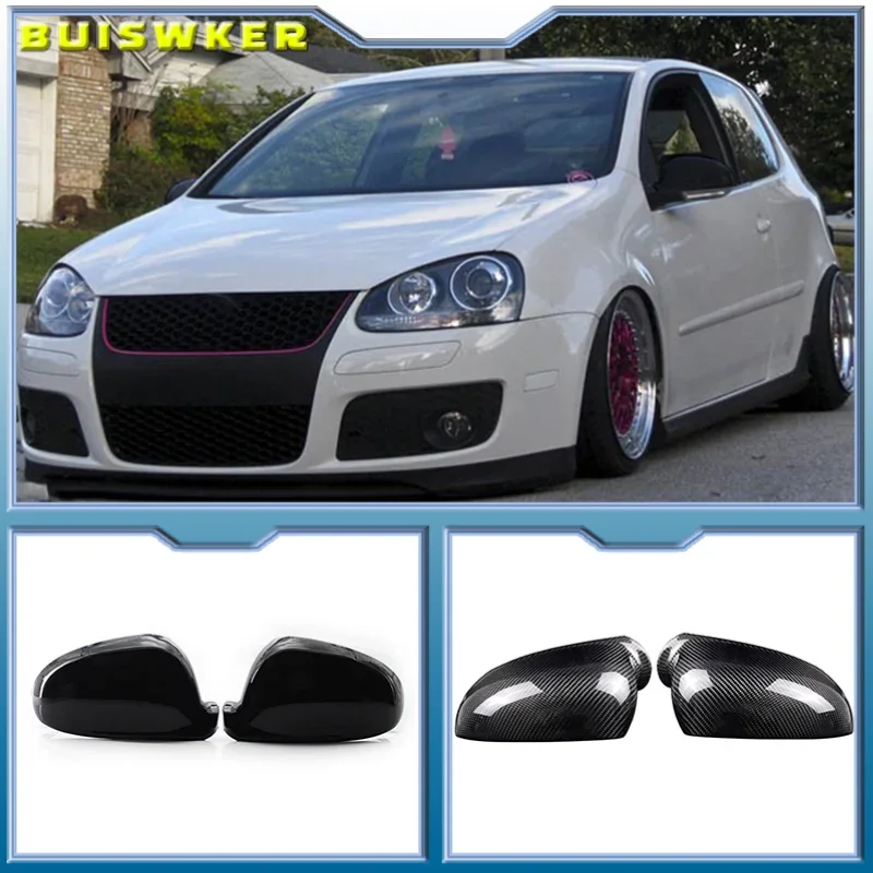 

2Pcs Carbon Fiber Style ABS Side Rear View Mirror Cover Replacement for Golf 5 MK5 2003-2009