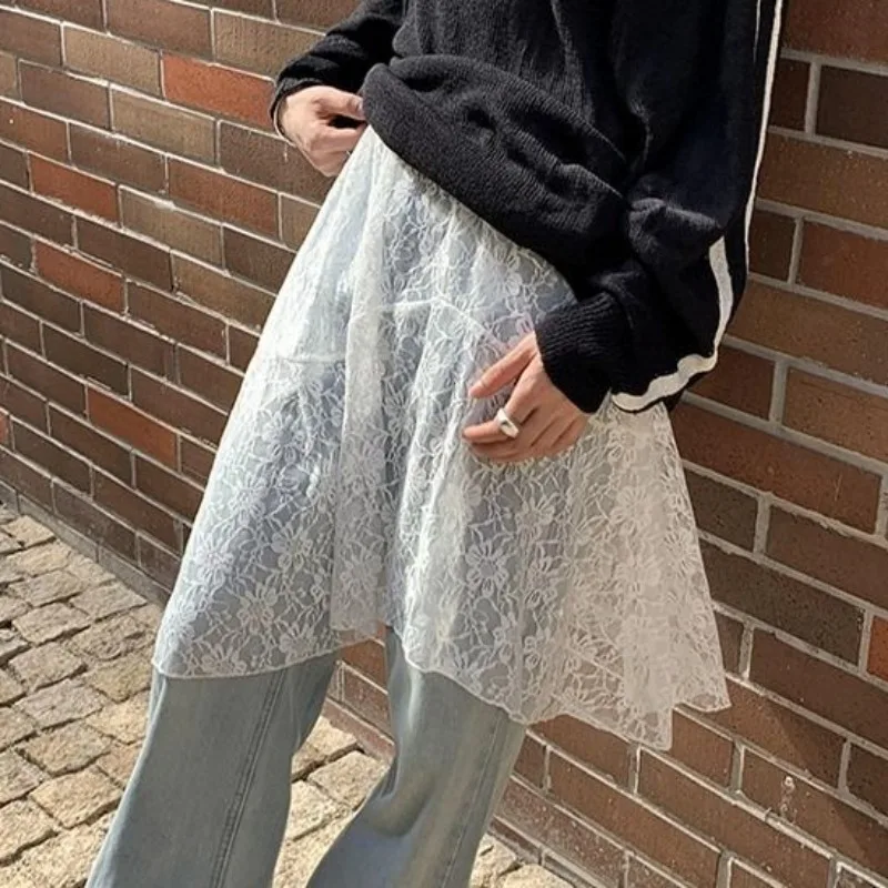 Ins Skirts for Women Korean Style Loose Asymmetrical Solid Sheer Design Fashion Girls Clothing Spring Outwear Chic All-match