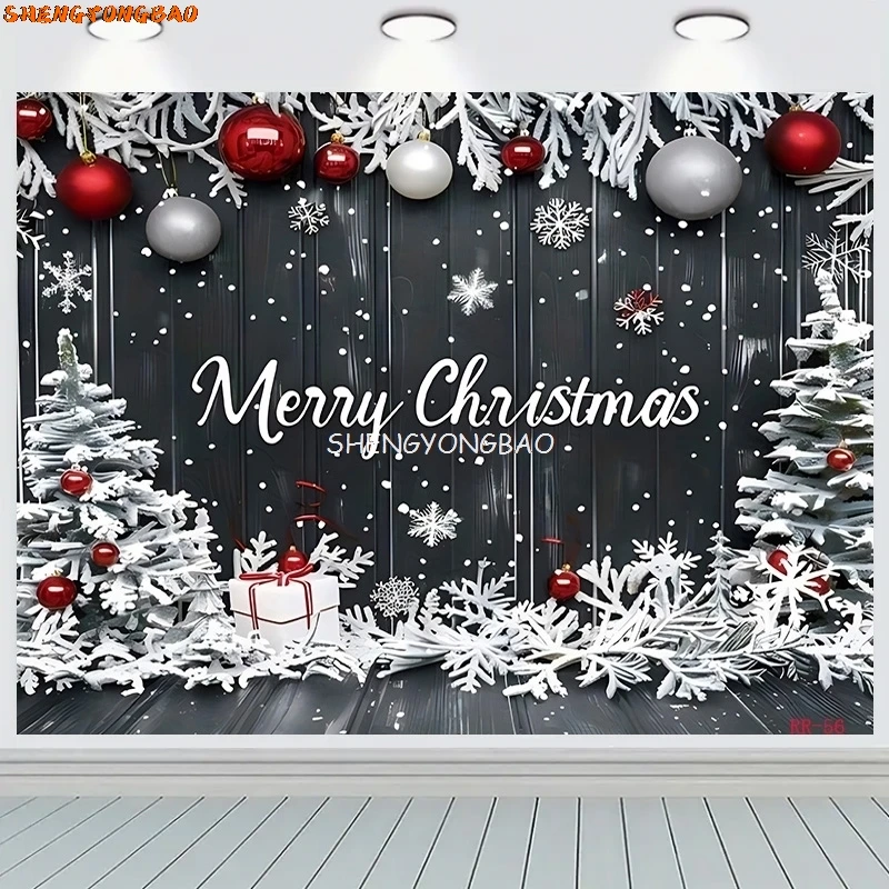 Merry Christmas Wreath Window Glitter Photography Backdrop Happy New Year Background Family Holiday Party Decoration RR-32