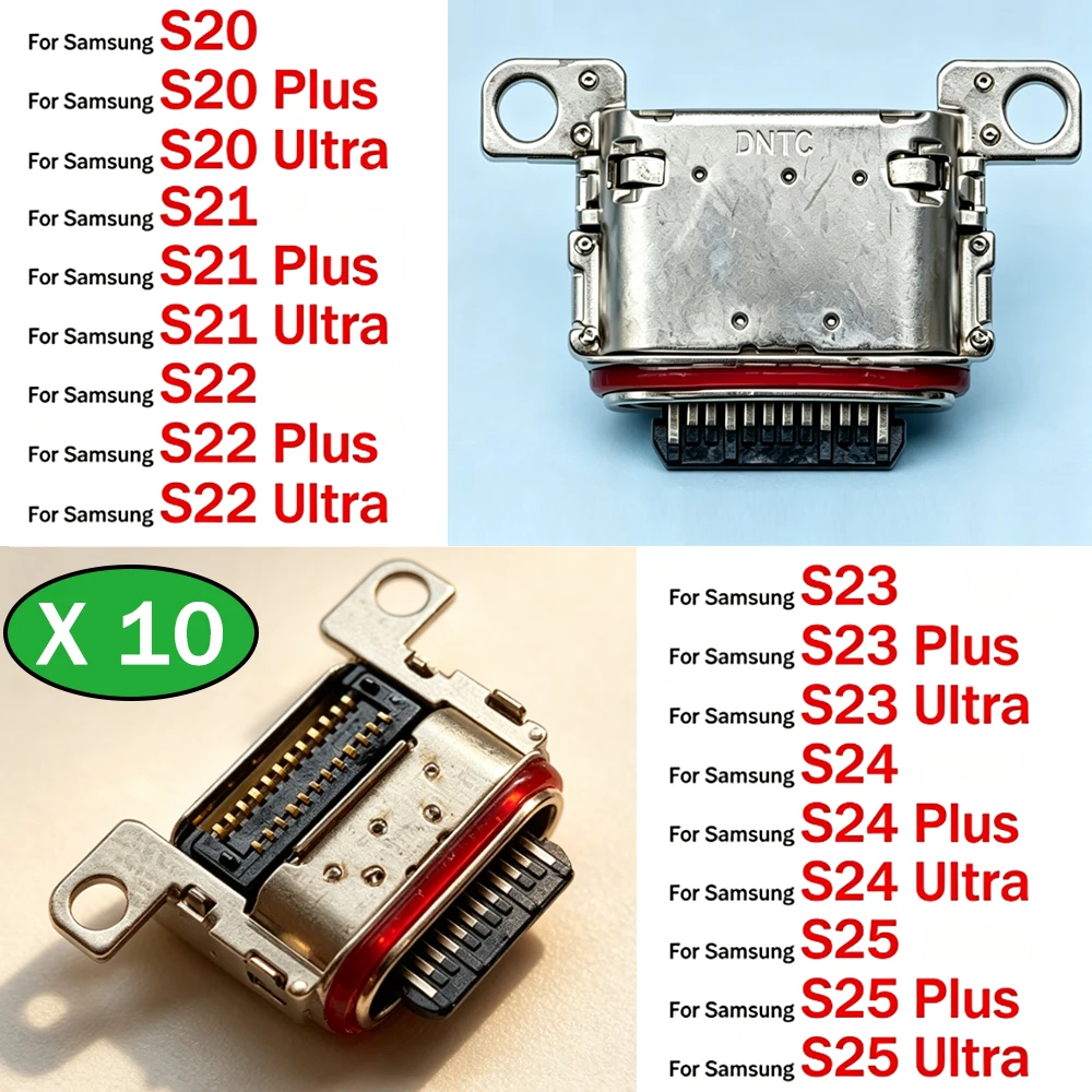 10Pcs, USB Charging Port Connector Charge Jack Socket Dock For Samsung S20 S21 S22 S23 S24 S25 Plus Ultra Fe