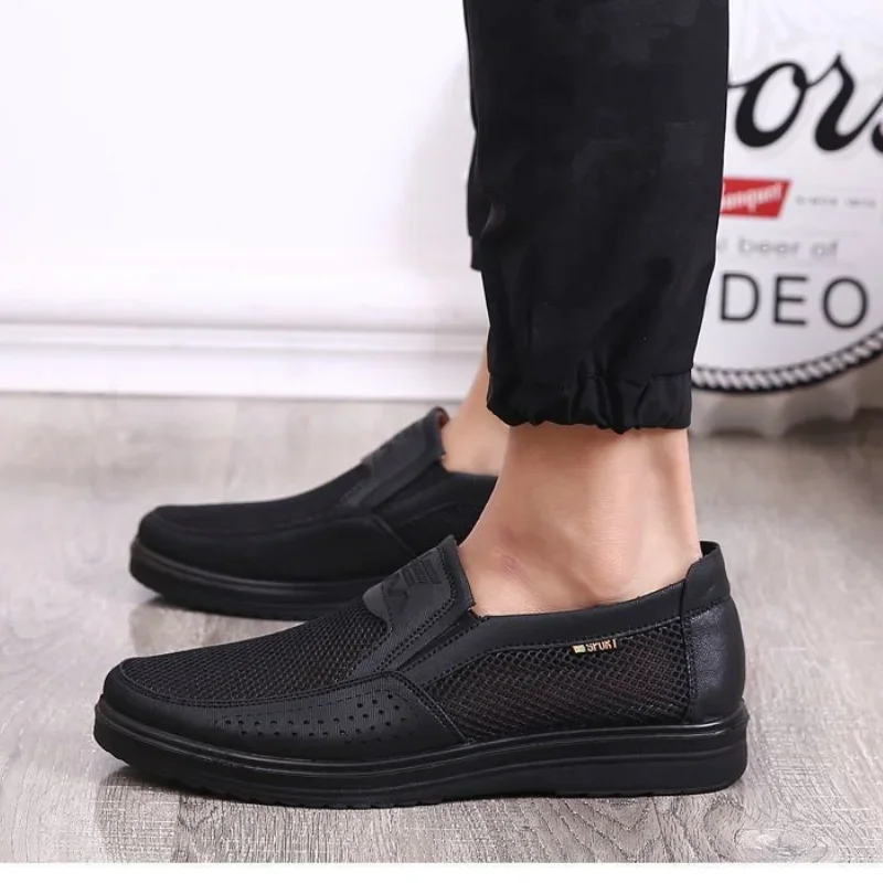 Men's breathable old Beijing cloth shoes, mesh surface, summer non slip casual shoes, breathable dad size loose shoes