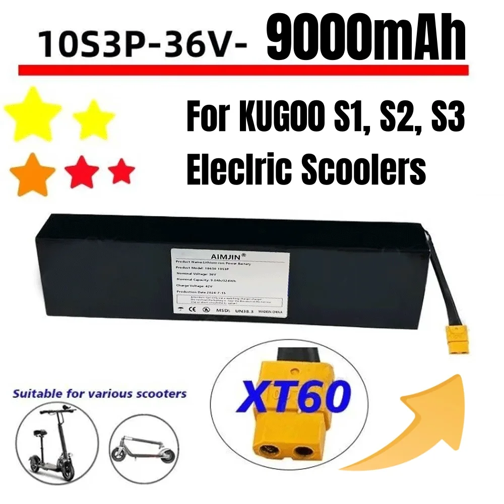 

Улучшенная версия оригинального аккумулятора для электросамоката 36В 9Ач, литиевая батарея 18650 10S3P, модернизированный аккумуляторный блок для вторичного рынка