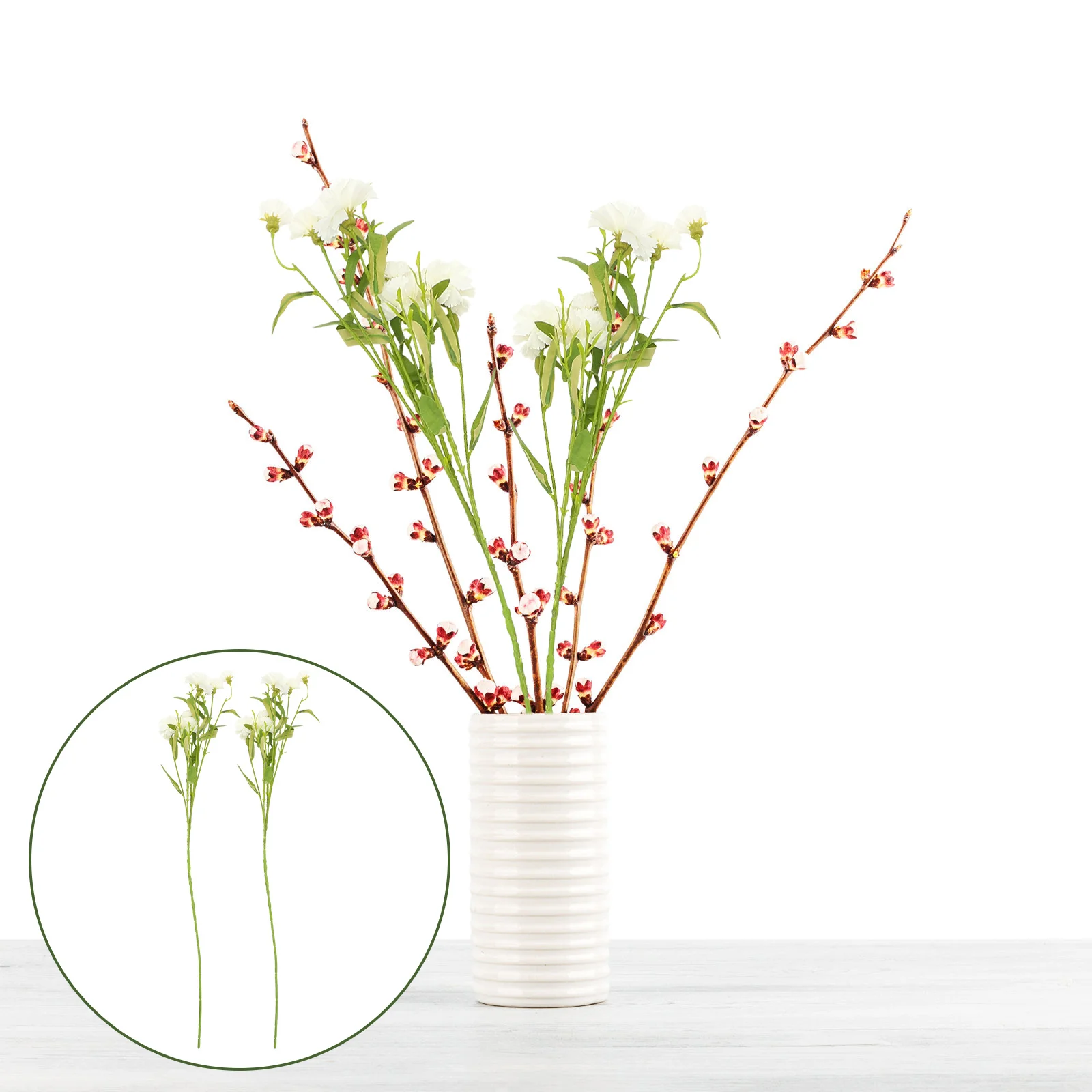 

2Pcs Artificial Carnations Flowers Realistic Silk Fake Carnation Decor for Home Party Garden Vase Arrangement