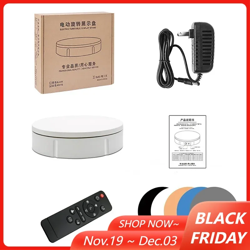 

22cm/30cm Remote Control 360° Rotating Turntable Display Stand with 5pcs Background Board for Photography Products and Shows