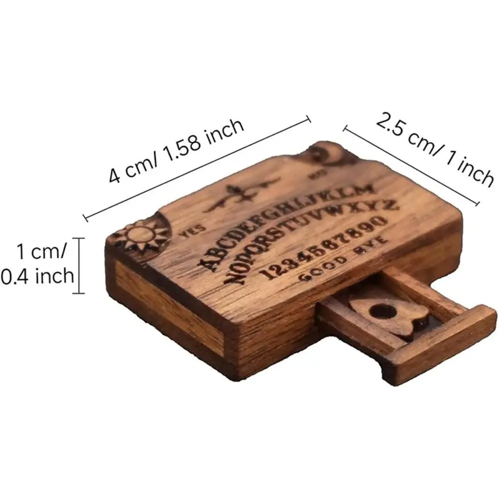 Retro Mini Ouija Board Retro Miniature Spirit Board With Drawer Wooden Miniatures Emotional Love Drawer Home Decoration Gift image 6