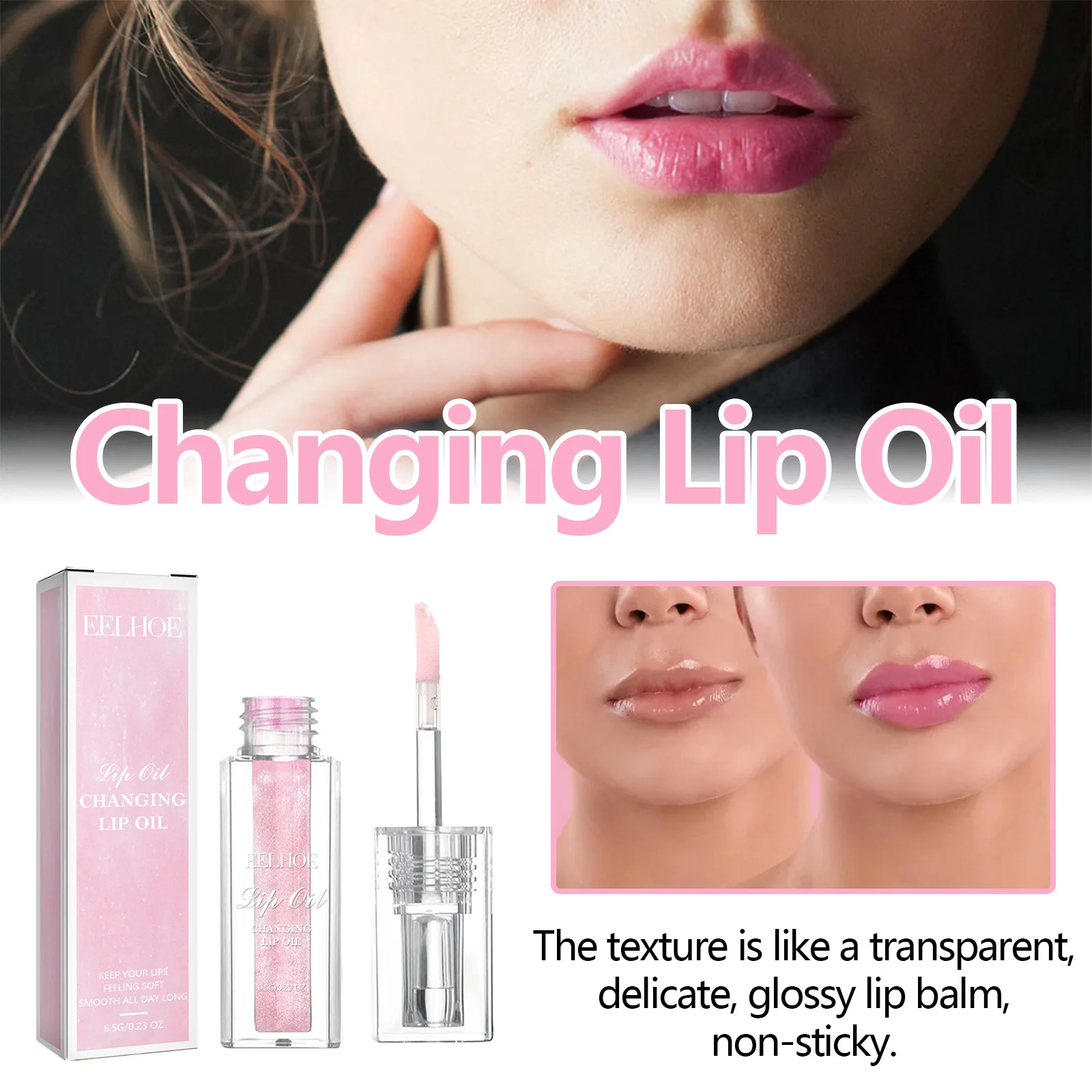 EELHOE-aceite labial que cambia de Color, hidratante Natural duradera, nutritivo, Reduce líneas de labios, cristal transparente, brillo labial regordeta