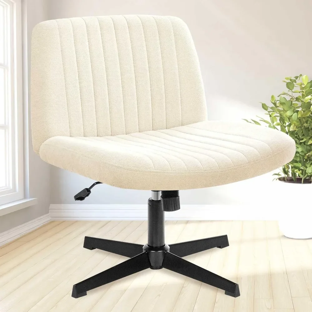 

Criss Cross Chair, Armless Legged Office Desk Chair, No Wheels Swivel Modern Ergonomic Vanity Fabric Wide Comfy Computer Chair