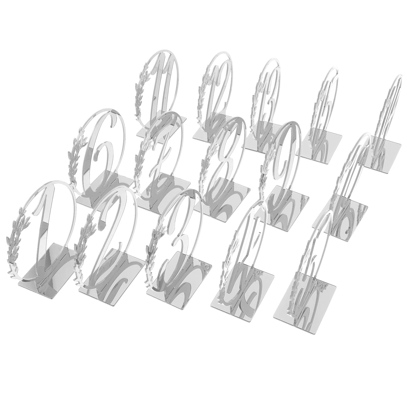 

15pcs Acrylic Wedding Table Number Signs Silver Double Sided Restaurant Banquet Elegant Reusable Seat Cards