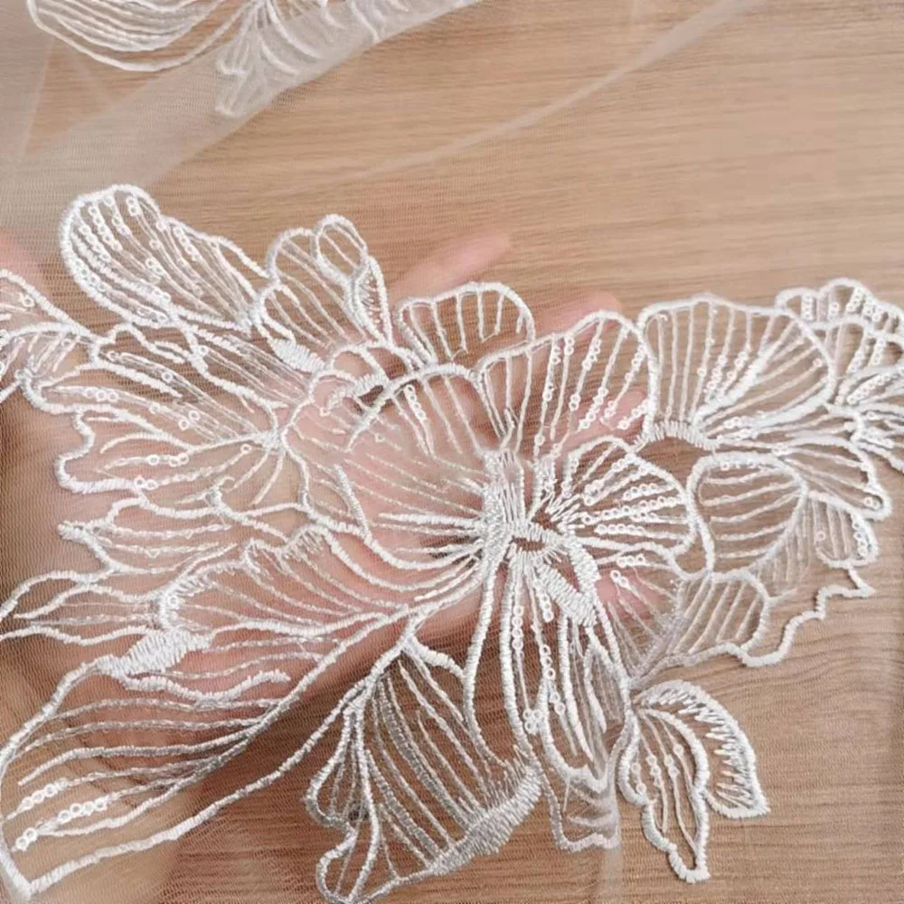 1 Piece Multi-Color Flower Embroidery Patches Fabric Lace Patch For Headwear Wedding Dress Sewing Accessories DIY Repair