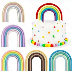 1/2/5Pcs Rainbow Cake Toppers Blue Pink Purple Boho Rainbow Cake Decorations for Birthday Party Boy Girl Baby Shower Cake Decor