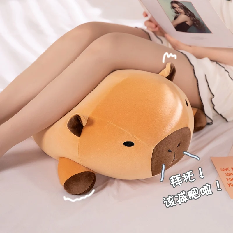 Fettes langes Capybara Plüsch kissen gefüllt rund kawaii stehend braun Kissen Puppen Cartoon Tier polster Plüsch Geburtstags geschenk