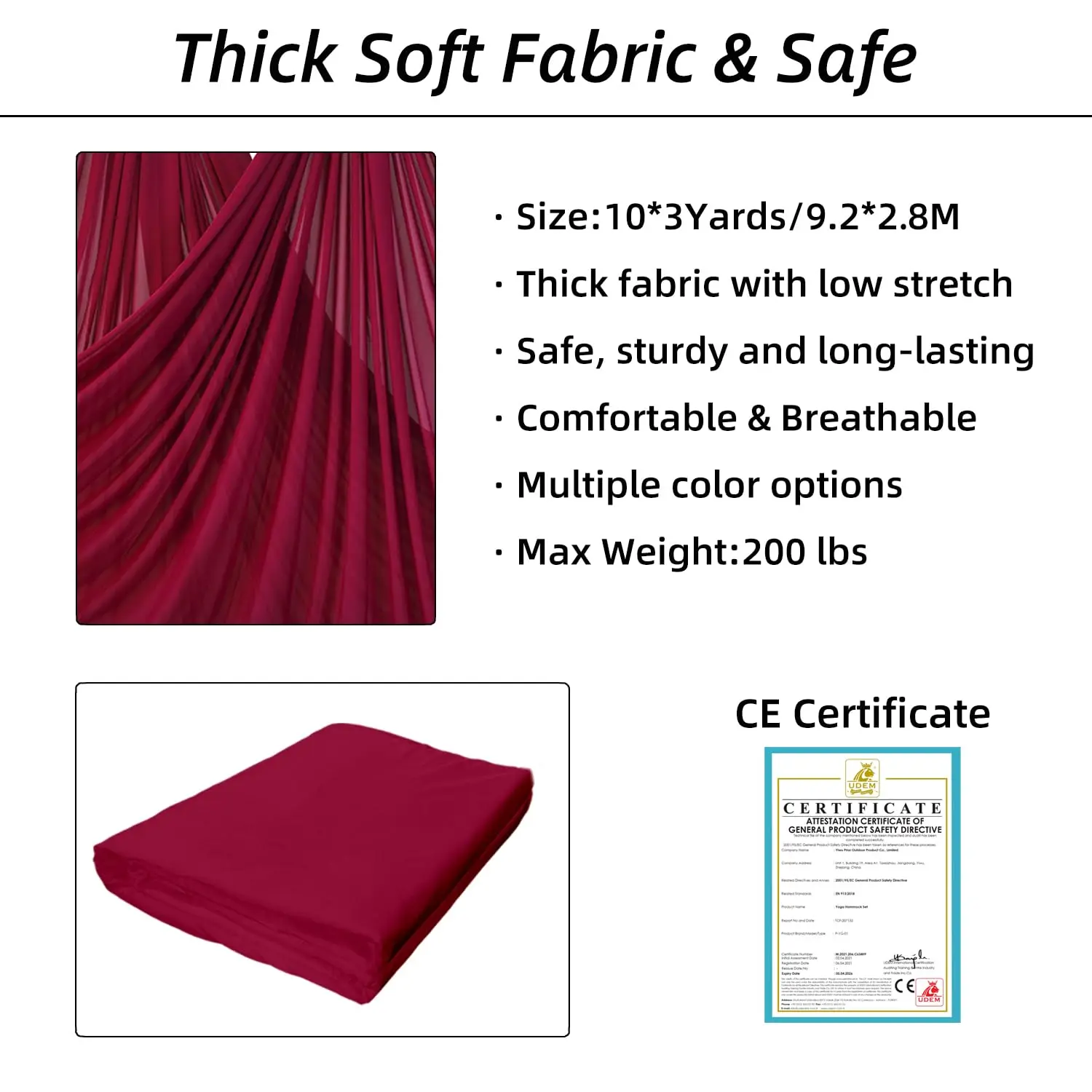 PRIOR FITNESS 9yards/8.2m Aerial Silk Set. Premium Low-Elasticity Yoga Swing Fabric. Comes with Certified Rigging Hardware