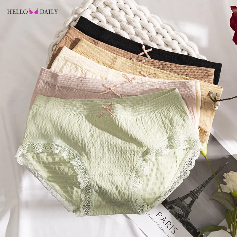 Hot-selling Summer Panties for Woman Mid-waist Graphene Pure Cotton Antibacterial File Seamless Ladies Large Size Lace Bow