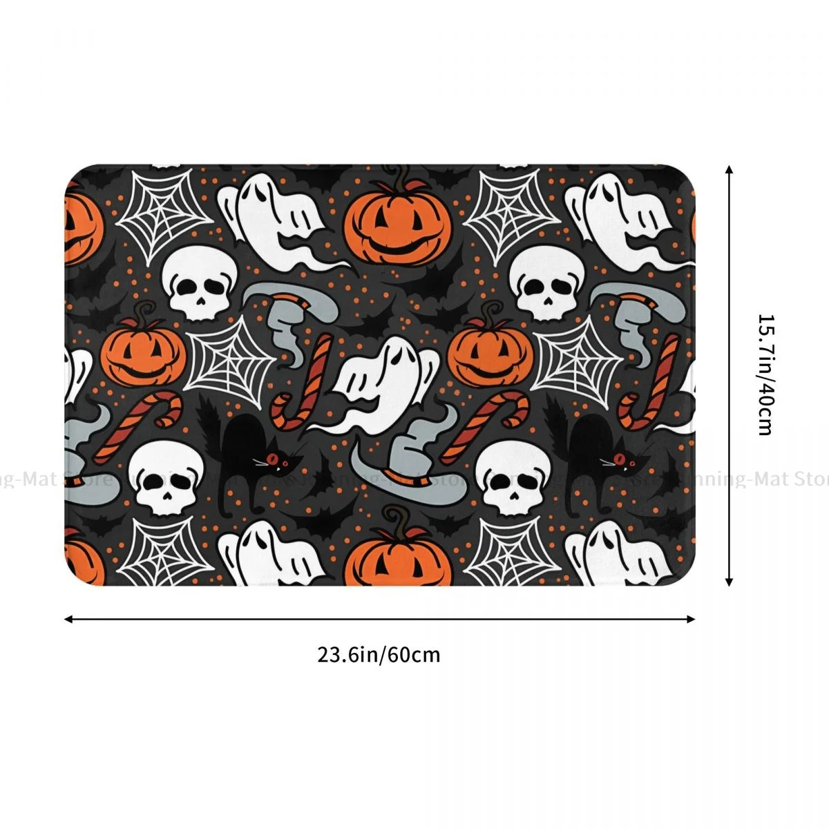 Halloween Anti-Slip Doormat Kitchen Mat Doodle Ghosts Hallway Carpet Entrance Door Rug Bedroom Decorative