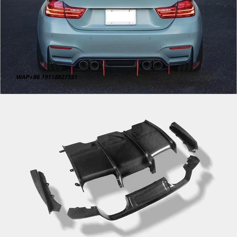 

F80 M3 F82 M4 14-19 Standard Convertible Dry Carbon Fiber Polished Finish Rear Bumper Diffuser Lip Spoiler PSM Car Body Kit