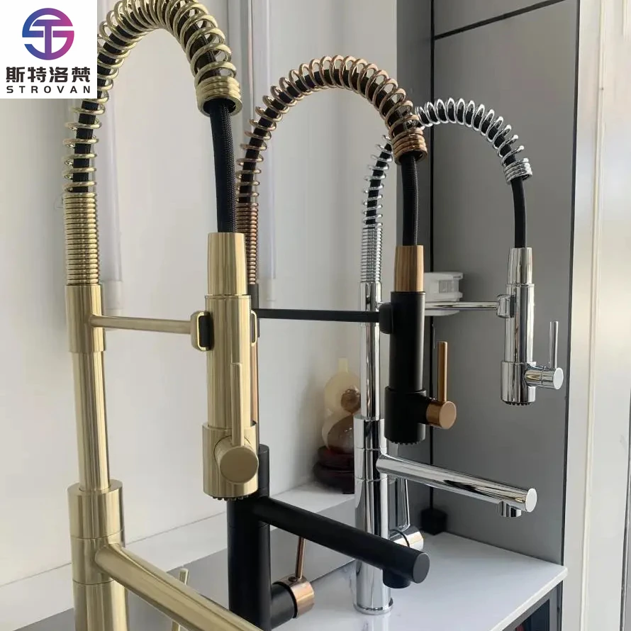 

Single Handle Pull Down Kitchen Faucet with Sprayer Stainless Steel Chrome Deck Mount Sink Tap