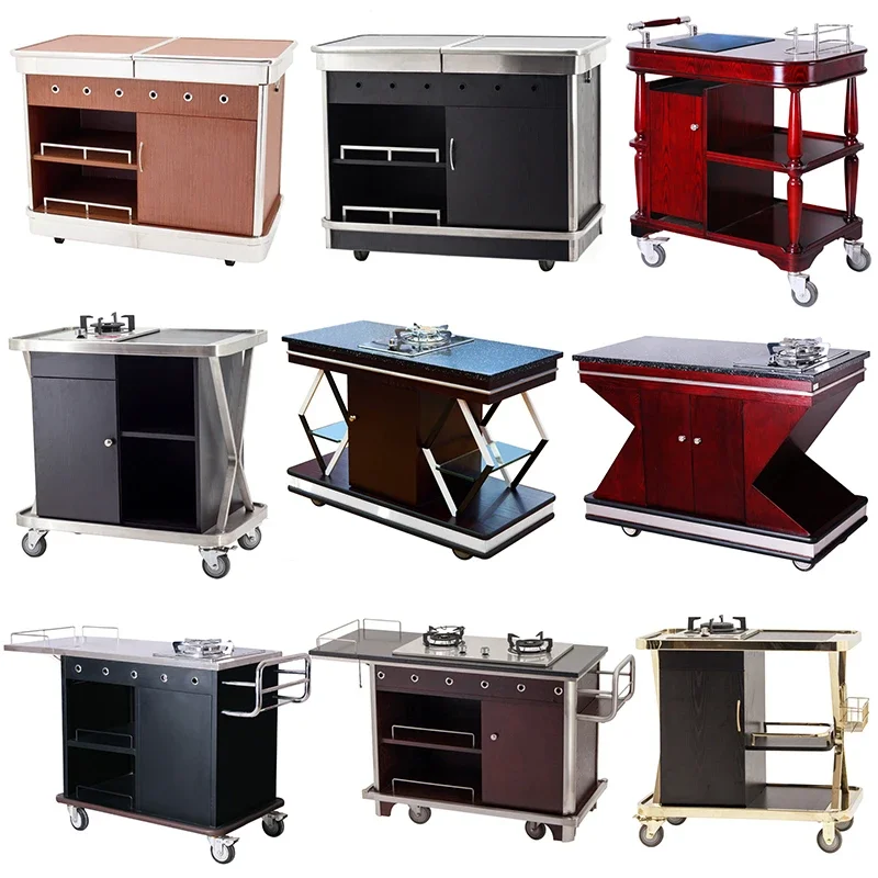 

Lahe gas stove abalone cart hotel cooking food delivery car induction cooker on-site food production