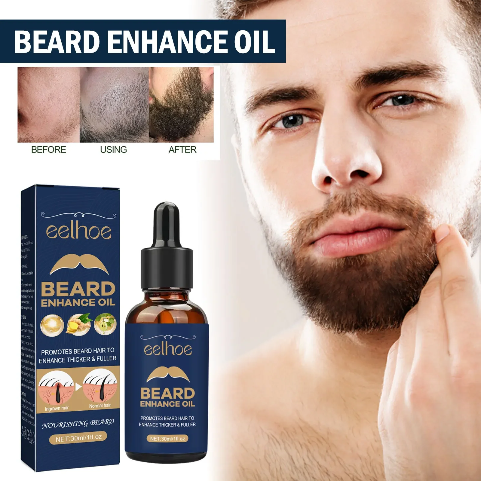 Beard Treatment Oil Strong Beard Root Moisturizing Gentle and Shine Men's Beards Nourishing Thick Dense Hair Beard Oil for Men