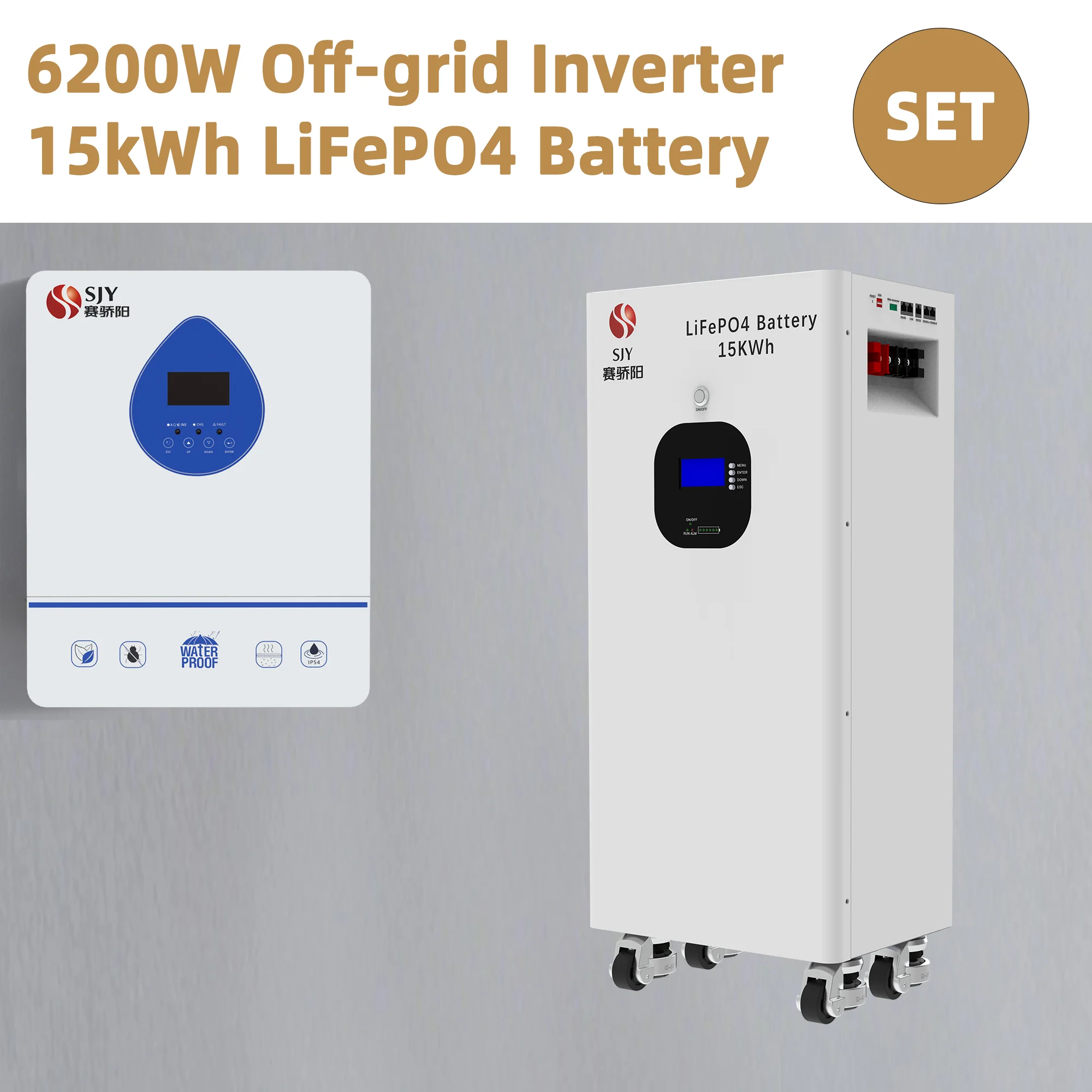 SJY LiFePO4 Lithium Batterijpakket 51.2V 300Ah met BT/WiFi, 10000 cycli, 15 kWh voor zonne-energiesystemen